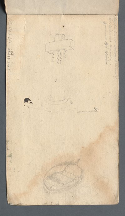 Sketchbook: Study of Cross and Rowboat on back cover by Samuel Prout