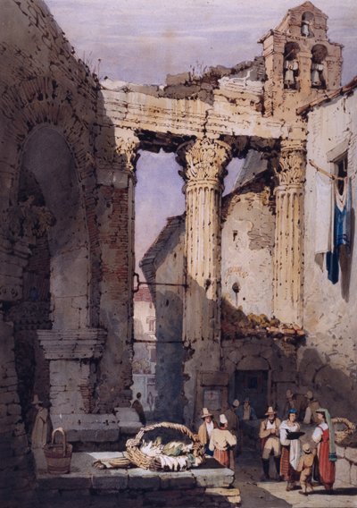 The Temple of Mars Ultor by the Forum of Augustus by Samuel Prout