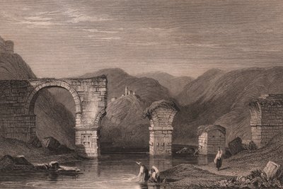 View of Roman ruins of Augustus Bridge over Nera River by Samuel Prout
