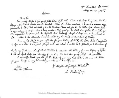 A letter from Samuel Richardson to Dr Smollett, 1756, 1840 by Samuel Richardson