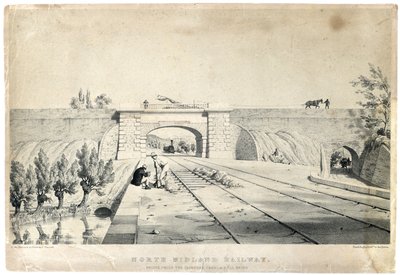North Midland Railway Bridge under the Cromford Canal at Bull Bridge c1840 by Samuel Russell