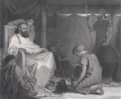 David Brought Before Saul, from The Art Journal, opposite p. 100 by Samuel S. Smith