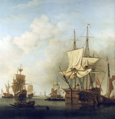 Danish wood transport ship, in the mouth of the Thames, to Gravesend (England) by Samuel Scott