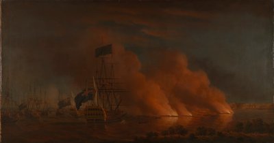French Firerafts Attacking the British Fleet off Quebec, 28 June 1759 by Samuel Scott