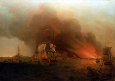 The Burning of Payta, November 1741, Mid 18th Century by Samuel Scott