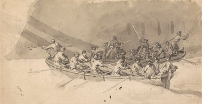Two Boats with Crews, Study for The Royal William at Sea by Samuel Scott
