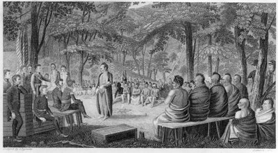 Major Long Holding a Council with the Oto (Missouri) Indians, engraved by Lawson by Samuel Seymour