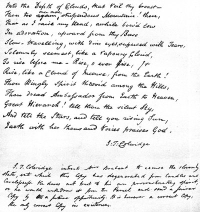 Last lines of Coleridge