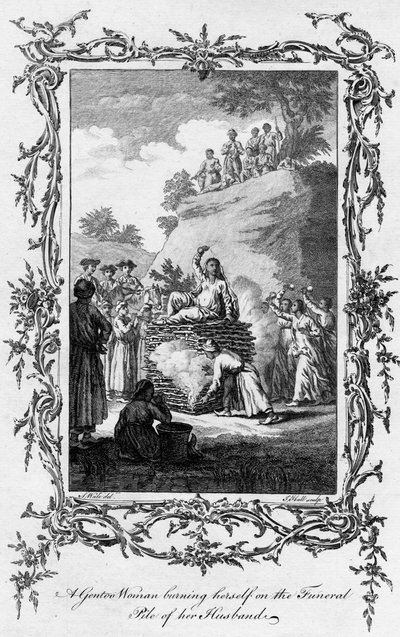 A Gentoo Woman Burning Herself on the Funeral Pile of Her Husband by Samuel Wale