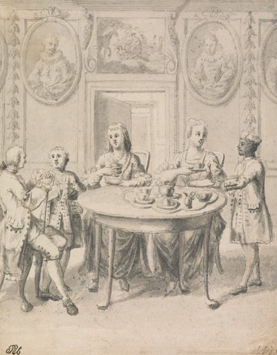 Interior Scene with Family at Tea by Samuel Wale