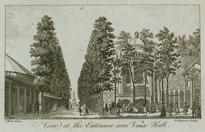 View of the entrance into Vauxhall Gardens, London by Samuel Wale