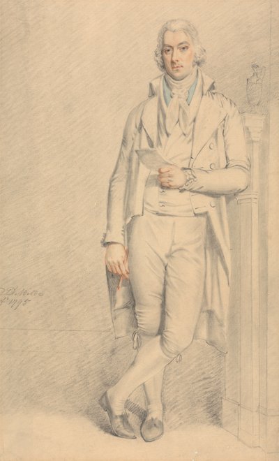 A Gentleman, Full Length, Holding a Paper and Pencil by Samuel de Wilde