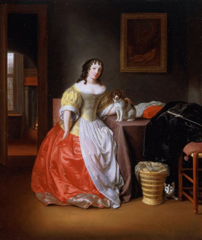 Lady in a Yellow and Red Dress by Samuel van Hoogstraten
