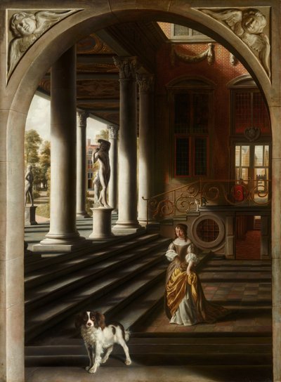 Perspective View with a Woman Reading a Letter by Samuel van Hoogstraten