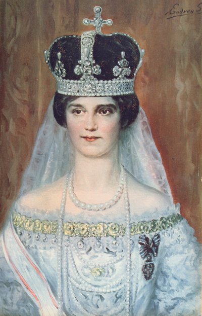Coronation portrait of Zita de Bourbon-Parme as Queen of Hungary, 1917 by Sandor Endrey