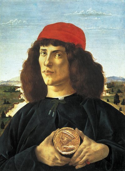 Portrait of Man with the Medal of Cosme Medicis the Elder (ca. 1475), Painting by Alessandro di Mariano dei Filipepi known as Sandro Botticelli (1445-1510). Florence, Uffizi Museum by Sandro Botticelli