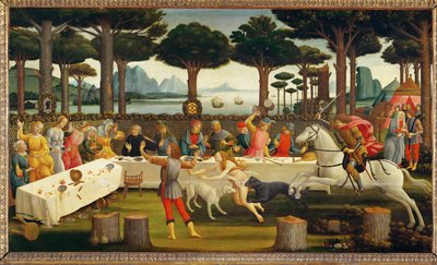 The Story of Nastagio degli Onesti, Third Panel: Nastagio Invites His Beloved and Her Family; During the Meal by Sandro (1444/5-1510) Botticelli