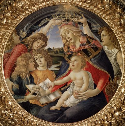 Madonna of the Magnificat or Virgin with Child and Five Angels by Sandro Botticelli