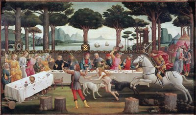The Banquet in the Forest: Scene III of The Story of Nastagio degli Onesti by Sandro Botticelli