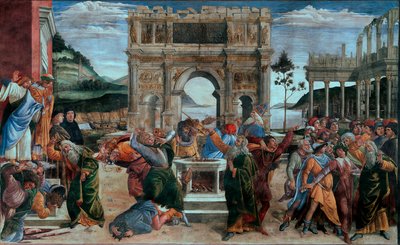 The Punishment of the Sons of Korah or Punishment of the Rebels, Sistine Chapel by Sandro (1444/5 1510) Botticelli