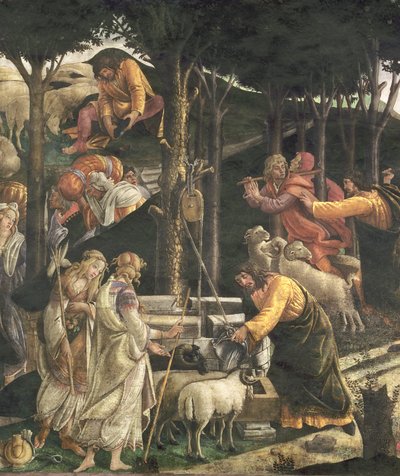 Detail of the Youth of Moses by Sandro Botticelli