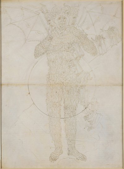 The Divine Comedy, Inferno XXXIV (2). Center of Hell: Lucifer in Full Form (The Great Satan); Farewell to the Inferno by Sandro Botticelli