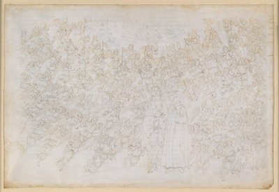 The Divine Comedy, Paradiso XXVIII. Ninth Sphere (Crystalline Heaven or Primum Mobile): Dante sees God as a bright shining point, surrounded by choirs of angels; Beatrice explains the hierarchy and forces of the sphere by Sandro Botticelli