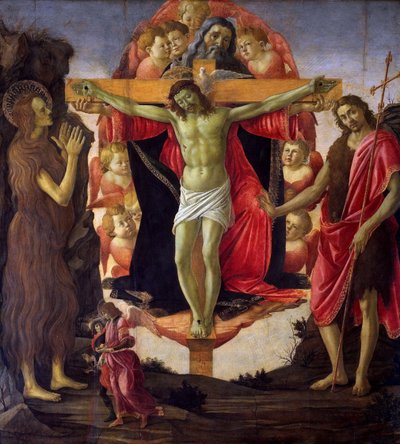 The Holy Trinity with Saints John the Baptist, Mary Magdalen, Tobias and Raphael by Sandro Botticelli