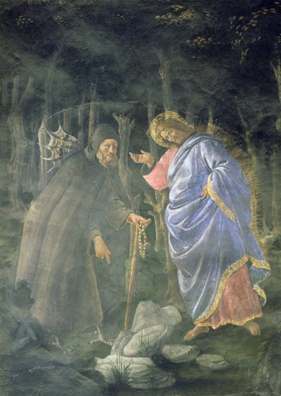 The Purification of the Leper and the Temptation of Christ (detail of the devil challenging Jesus to turn stones into bread) by Sandro Botticelli
