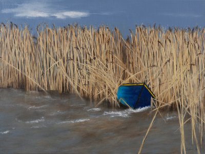 Boat in Reeds, 2021 by Sandy Iseli