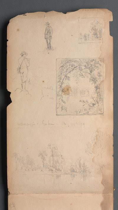 Sketchbook, page 01: Self Portraits with Vignettes by Sanford Robinson Gifford
