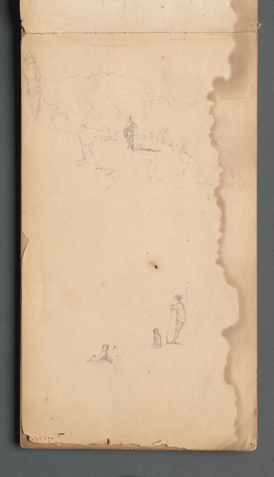 Sketchbook, Page 02: Figure in a Landscape with Dog by Sanford Robinson Gifford