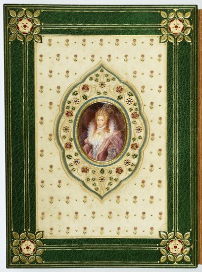 An oval portrait of Queen Elizabeth I by Sangorski and Sutcliffe