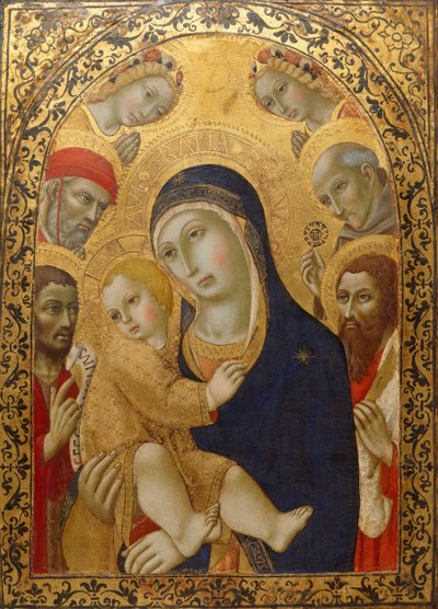 Madonna and Child with Saints Jerome, John the Baptist, Bernardino and Bartholomew by Sano di Pietro