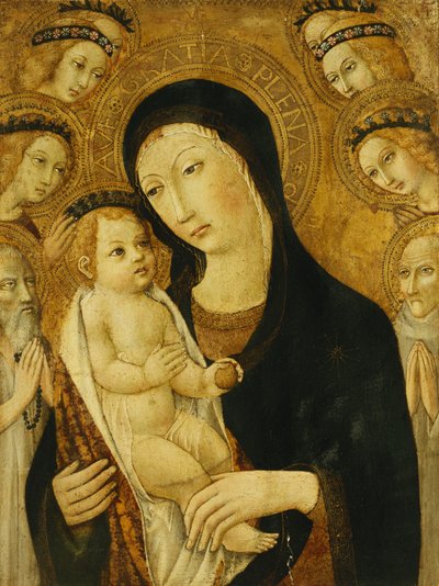 The Madonna and Child, with Saints Anthony Abbott and Bernadino of Siena, Surrounded by Angels by Sano di Pietro