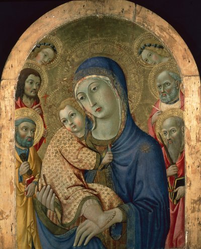 The Madonna and Child with Saints and Angels by Sano di also Ansano di Pietro di Mencio Pietro
