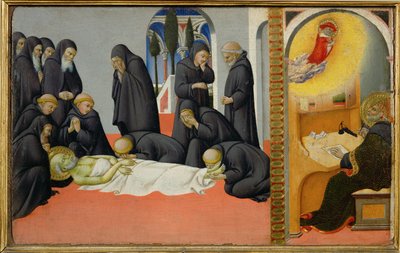 The Death of Saint Jerome Among His Disciples: He Appears to Saint Cyril, Bishop of Jerusalem by Sano di also Ansano di Pietro di Mencio Pietro