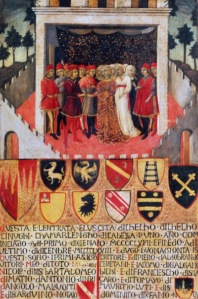 The Gift of the Ring, Wedding Scene Between Sienese Noble Families by Sano di also Ansano di Pietro di Mencio Pietro