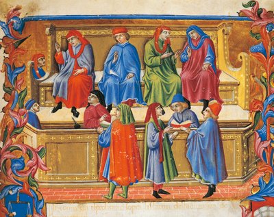 Trade Tribunal Miniature from Statutes of the Merchants by Sano di also Ansano di Pietro di Mencio Pietro