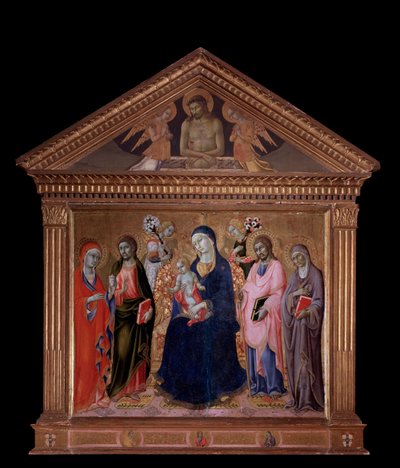 Virgin and Child with Sts. James, Philip, Anne and Mary Magdalene by Sano di also Ansano di Pietro di Mencio Pietro