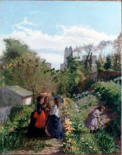 Ladies in a Garden by Sante Bertelli