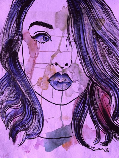 Expressive Purple Portrait by Santhosh ch