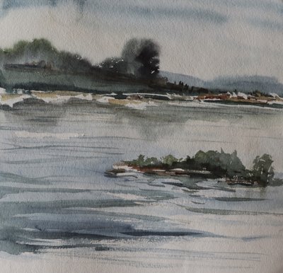 Misty River Landscape by Santhosh ch