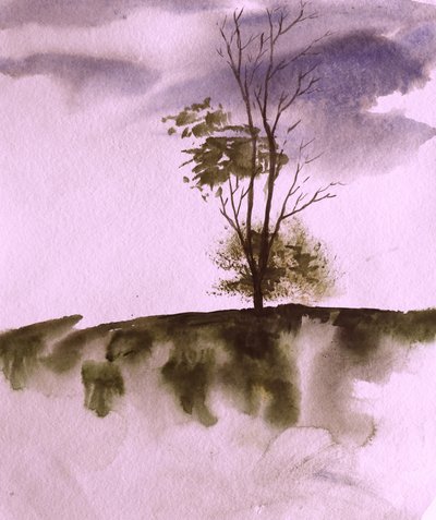 Moody Hillside Tree by Santhosh ch