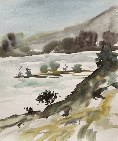 Muted Watercolor Landscape by Santhosh ch