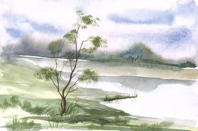 Peaceful Lakeside Tree by Santhosh ch