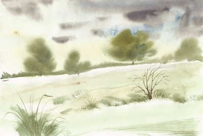 Serene Watercolor Landscape by Santhosh ch