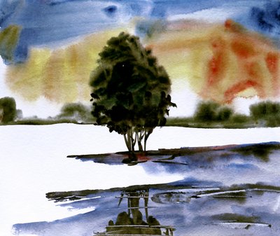 Sunset Tree Reflection by Santhosh ch