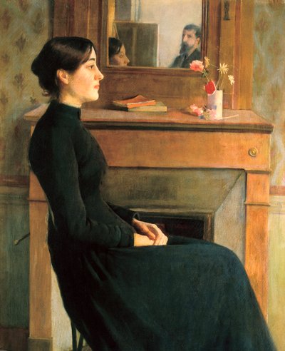 Portrait of a Woman, Painting by Santiago Rusiñol y Prats by Santiago Rusinol i Prats