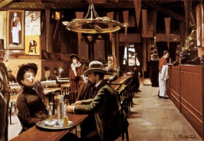Interior of Cafe in Montmartre, Paris by Santiago Rusinol i Prats